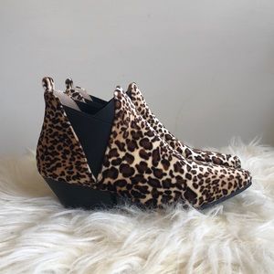 Velvet leopard ankle booties